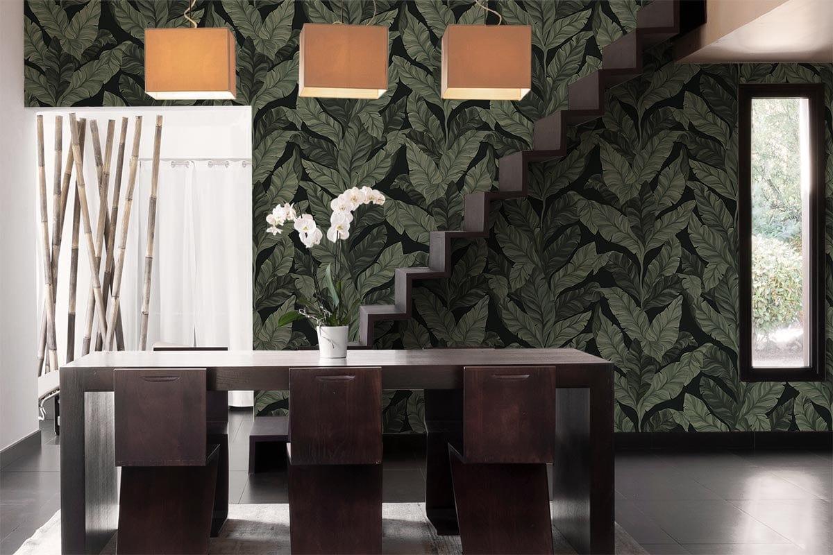 Tropical Leaves Black