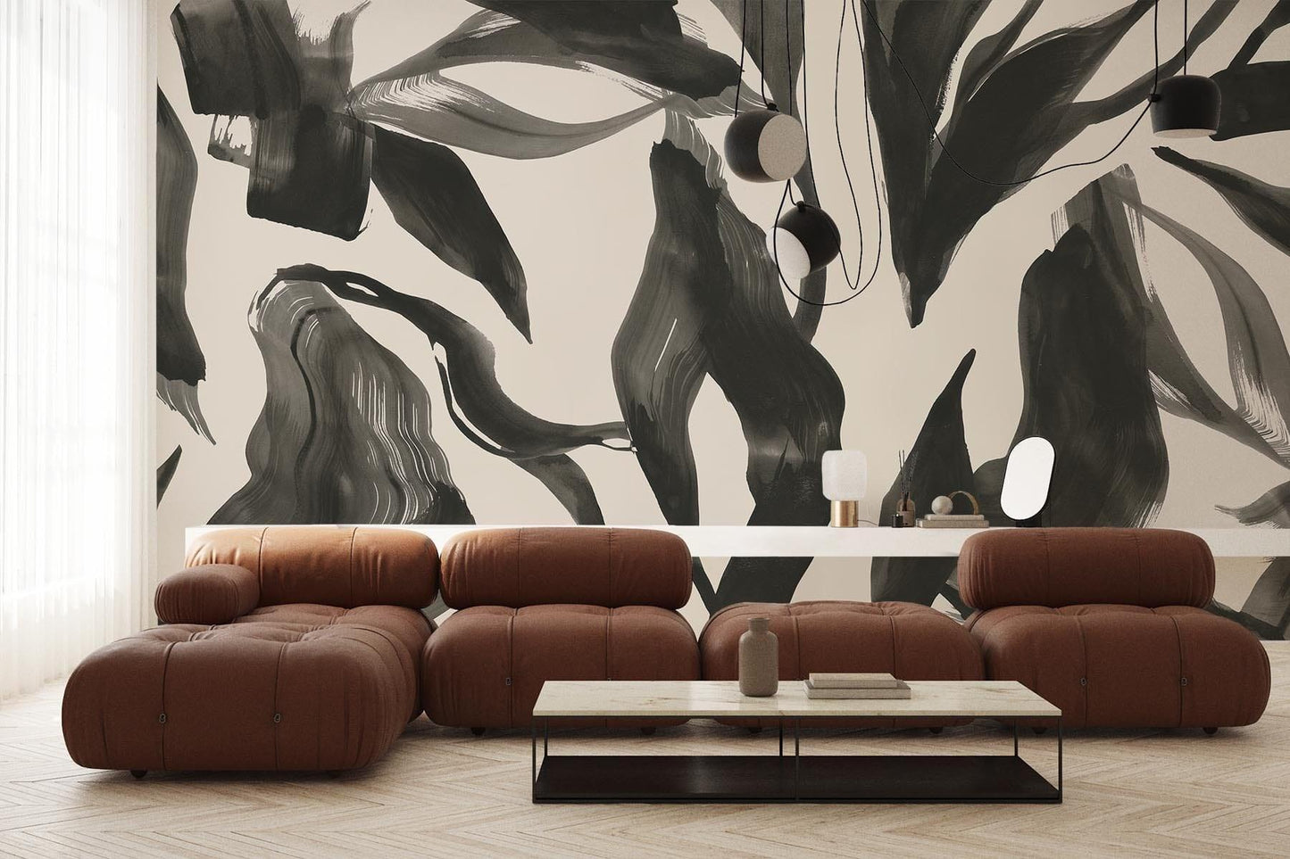 Abstract Leaf Black