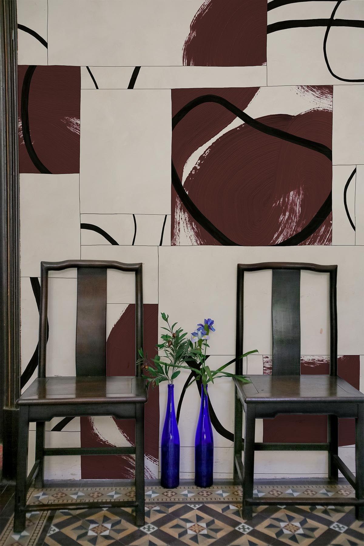 Graphic Tiles Burgundy