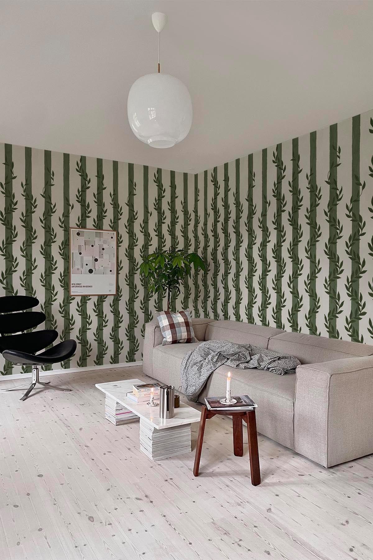 Botanical Stripe Dark Green