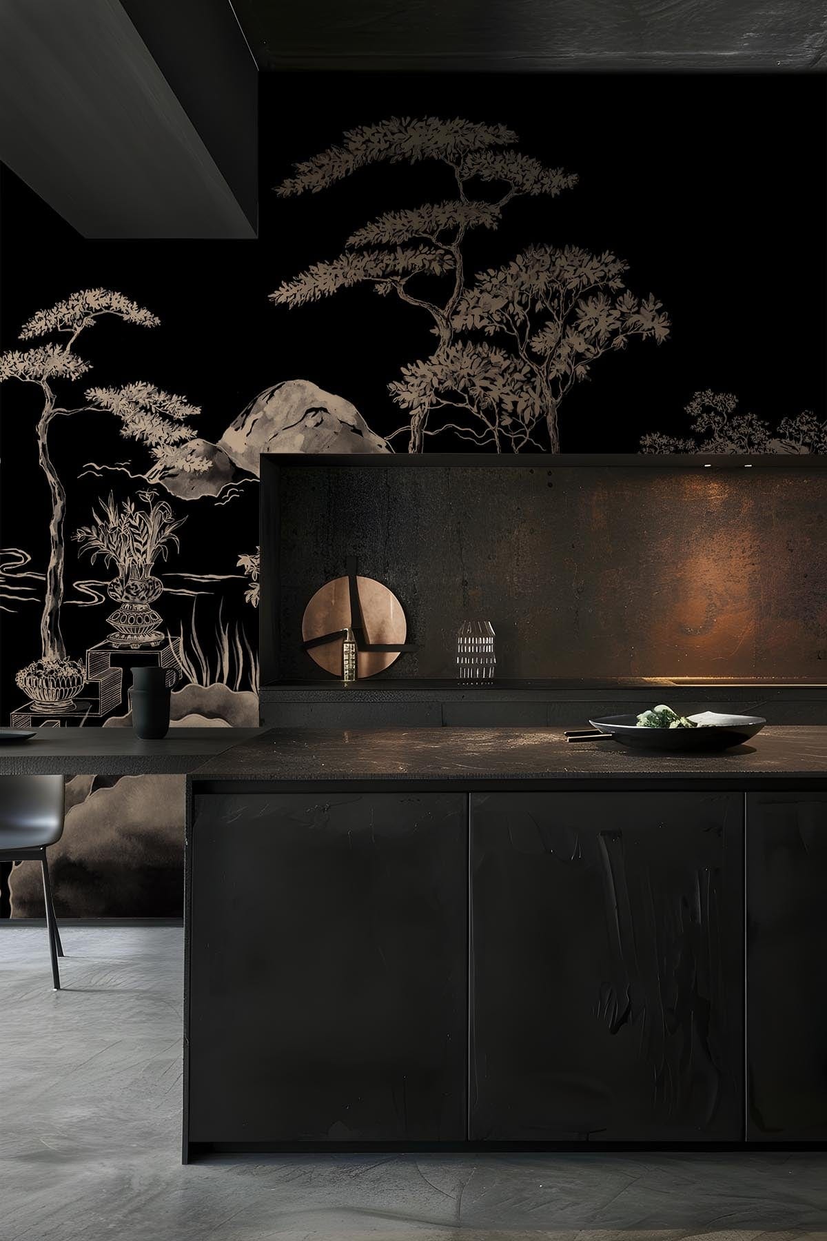  Asian Scenery Black