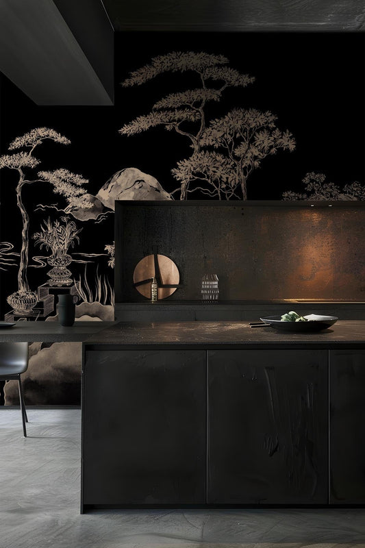  Asian Scenery Black