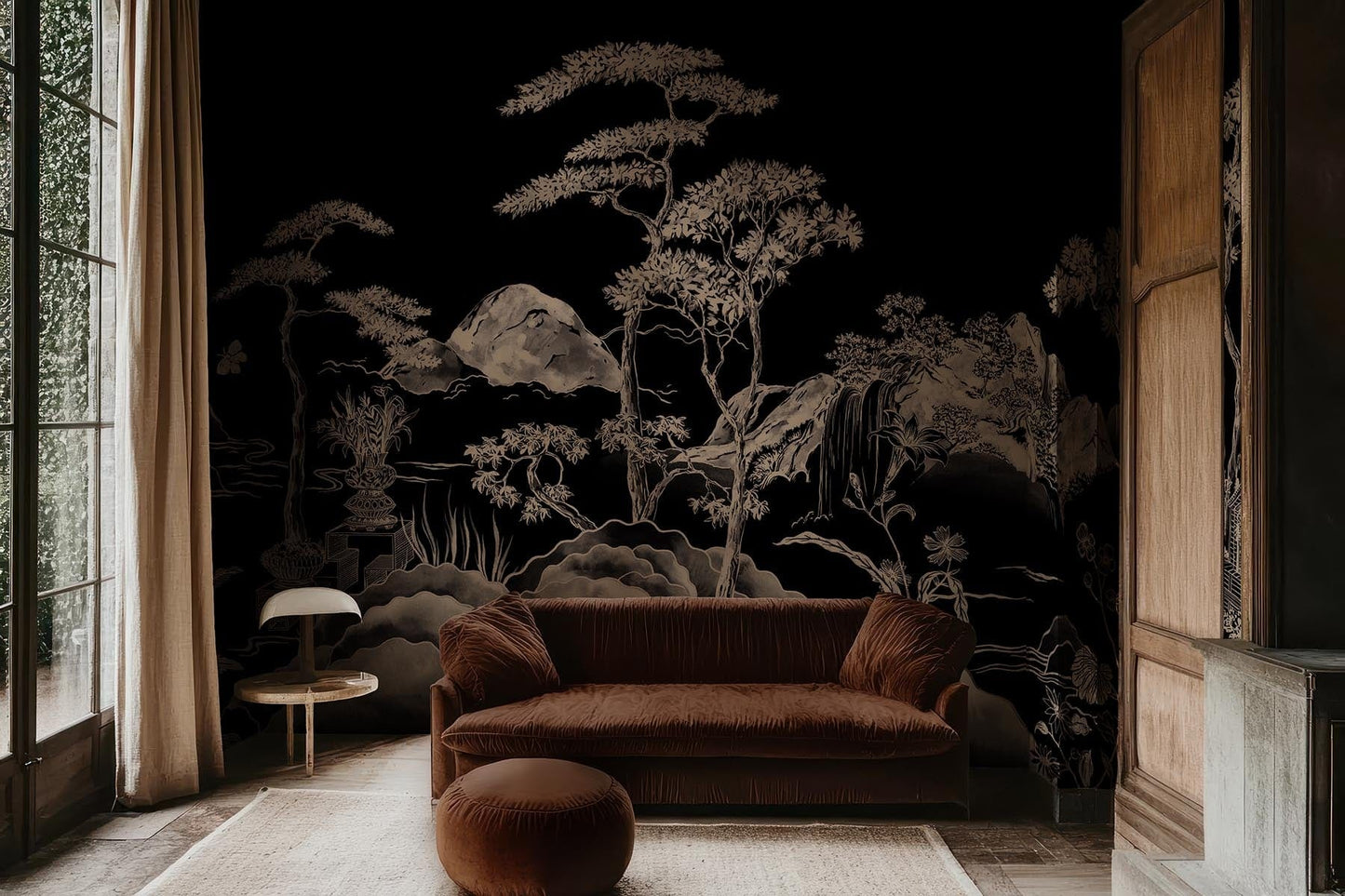  Asian Scenery Black
