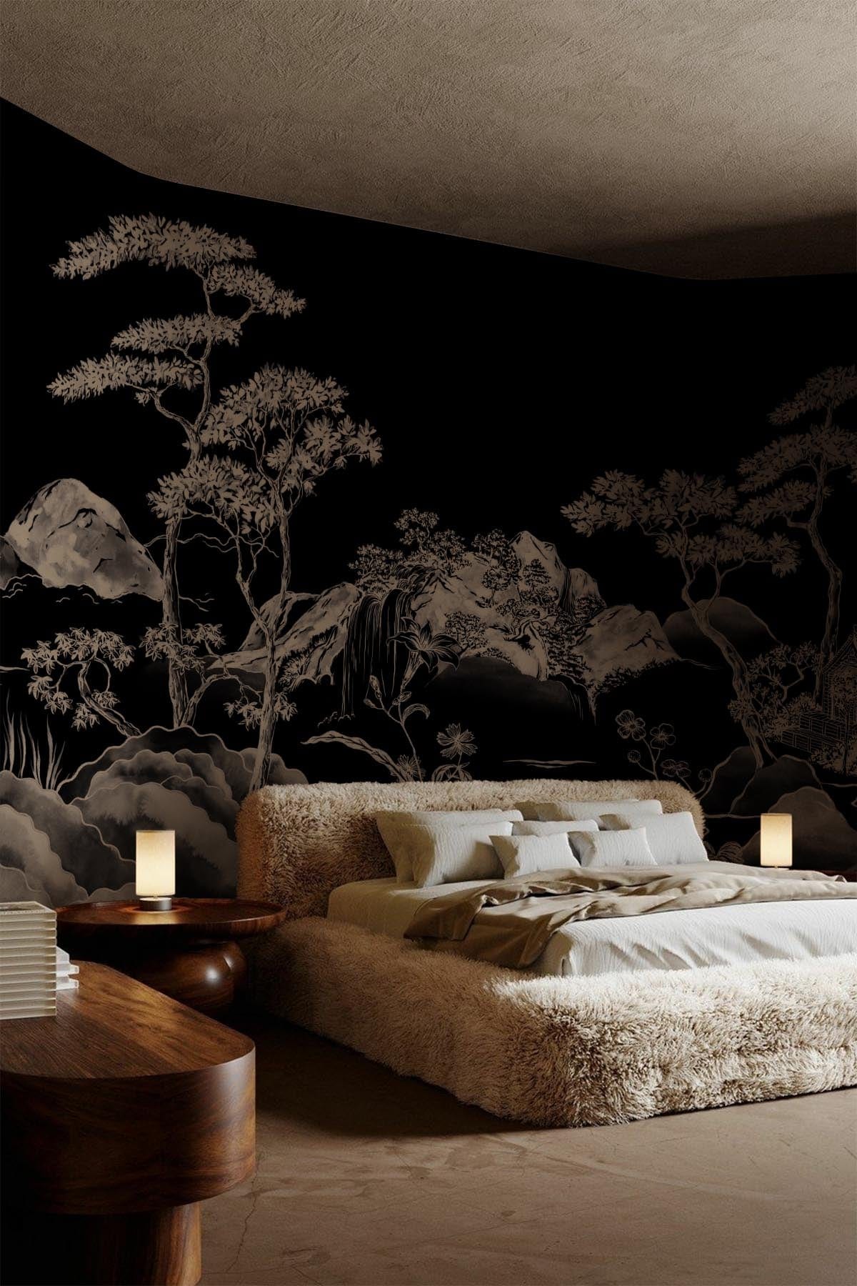  Asian Scenery Black