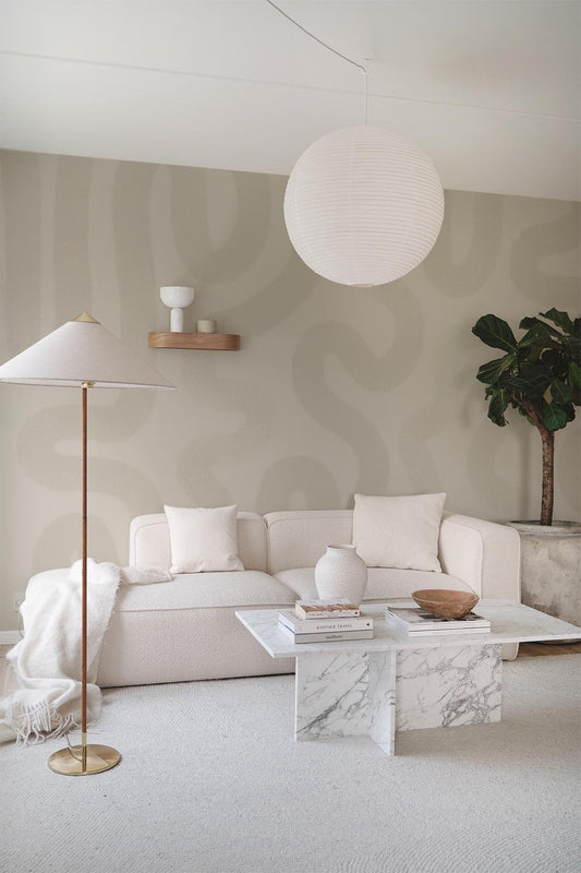  Organic Brushstroke Pale Beige