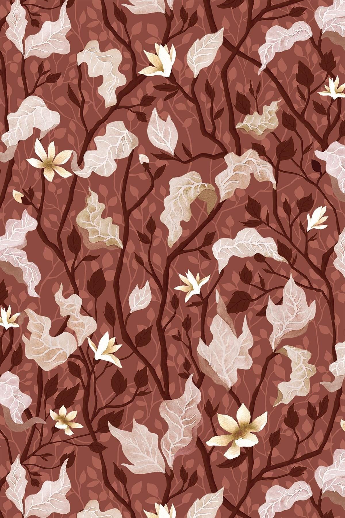  Forest Fauna Marsala Red