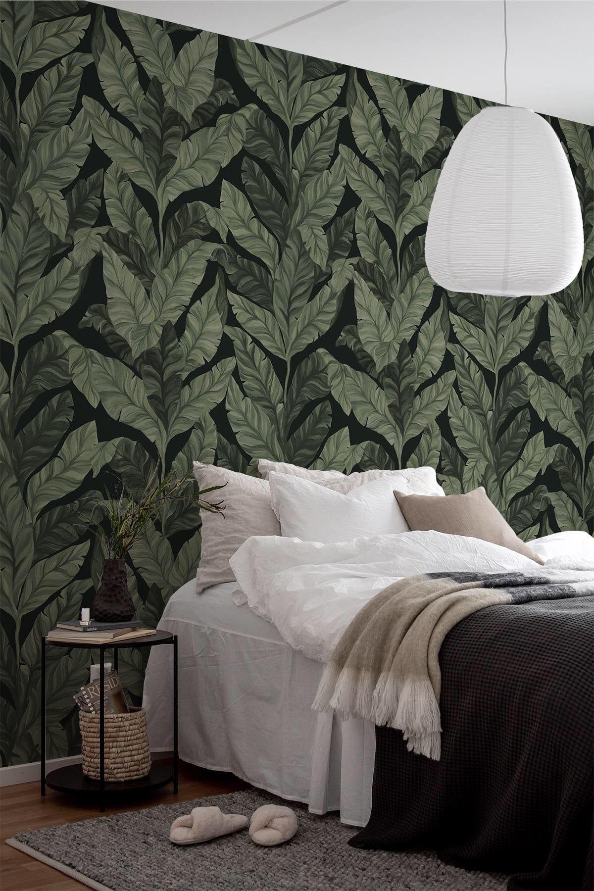  Tropical Leaves Black