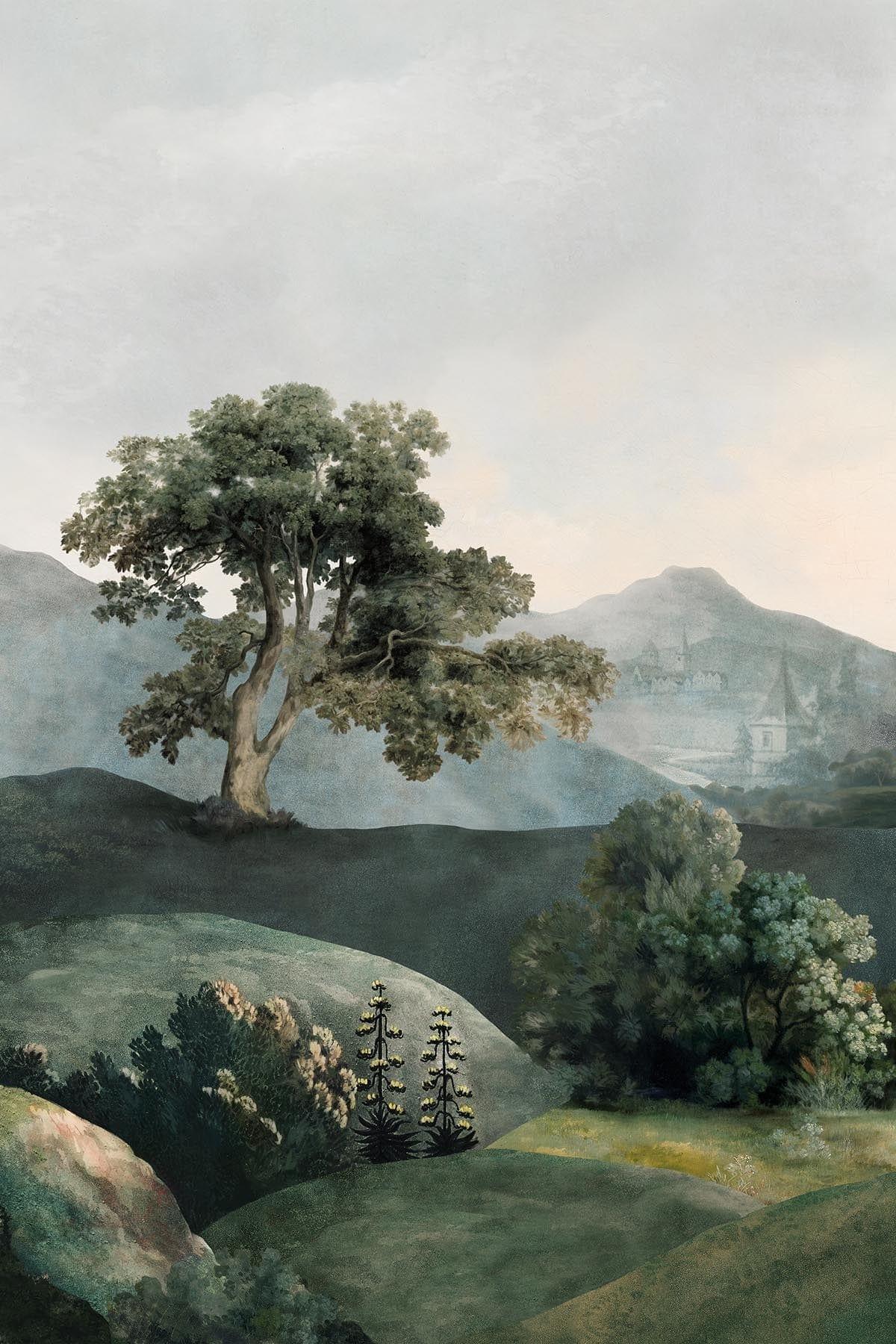  Vintage Landscape Green Multi