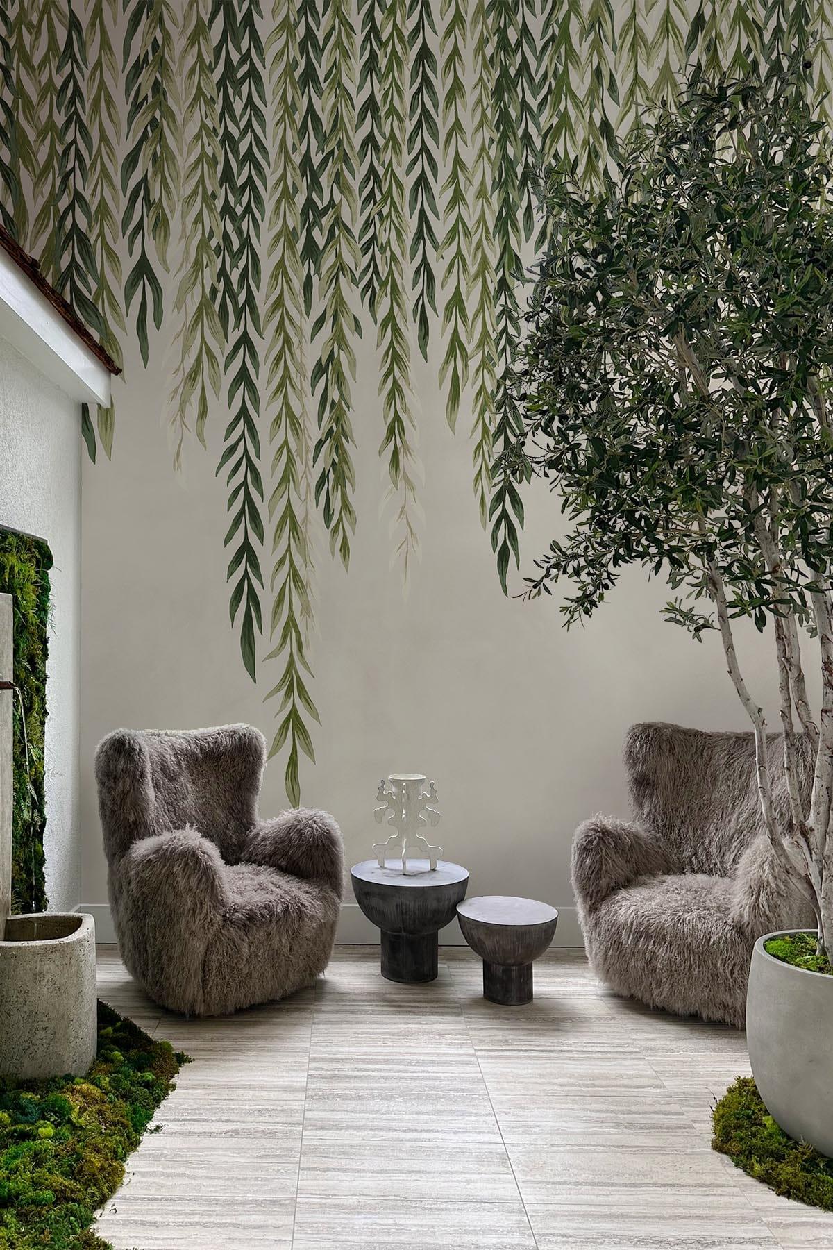  Biophilic Leaves Green Beige