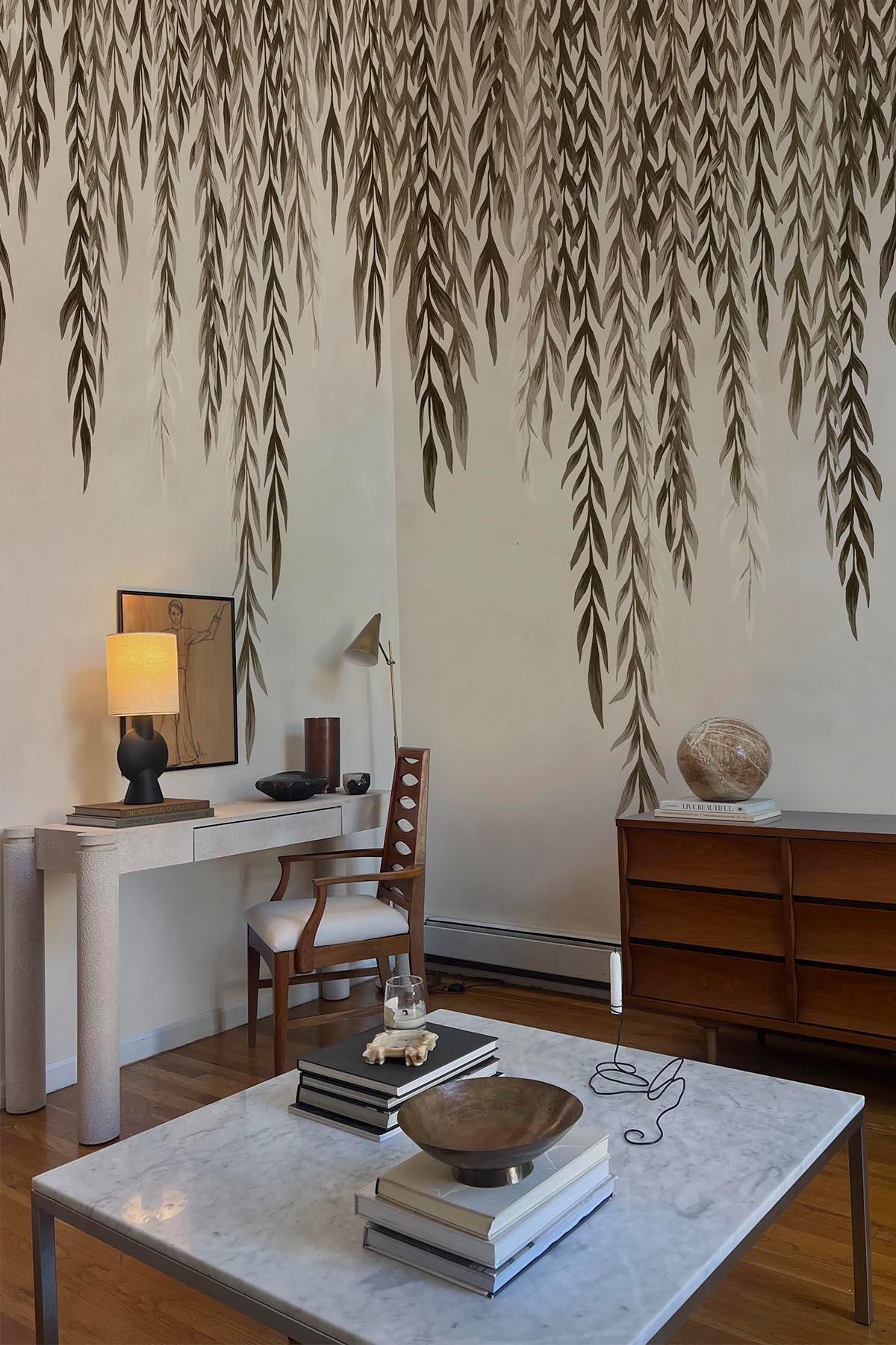  Biophilic Leaves Brown Beige