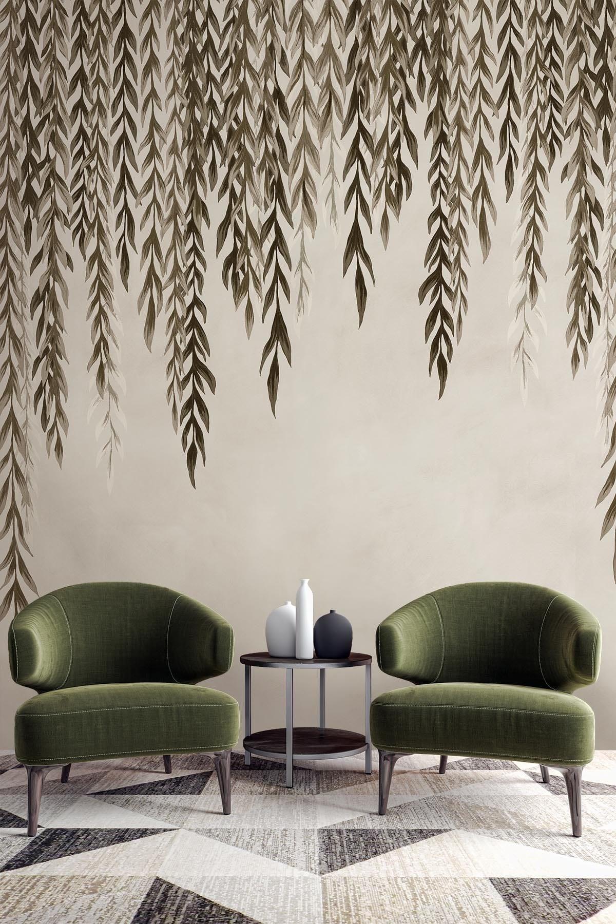  Biophilic Leaves Brown Beige
