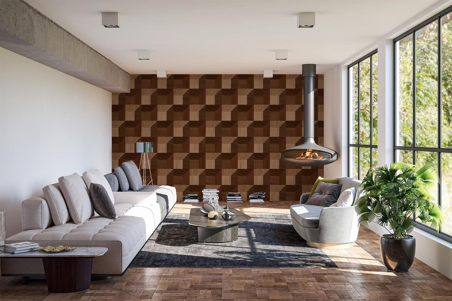  Geometric Wood Mixed Oak