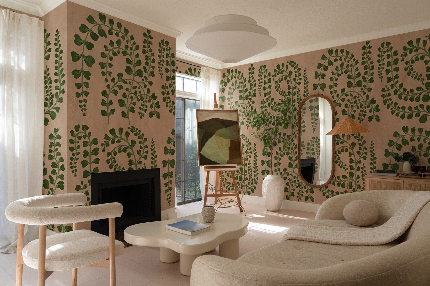  Ornamental Leaves Warm Beige