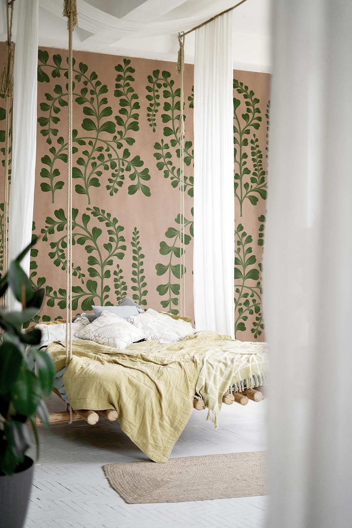  Ornamental Leaves Warm Beige