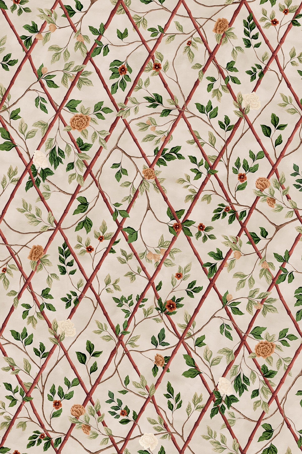  Bamboo Chinoiserie Red
