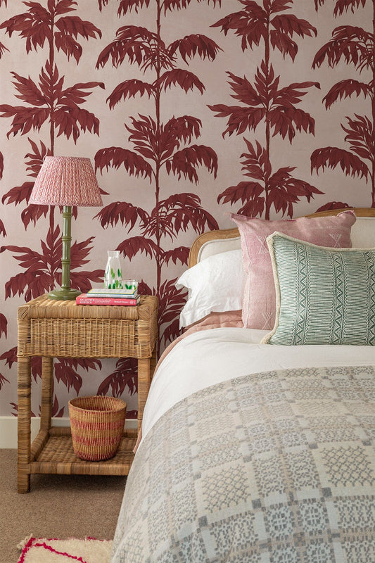  Vintage Palm Tree Small Marsala Red