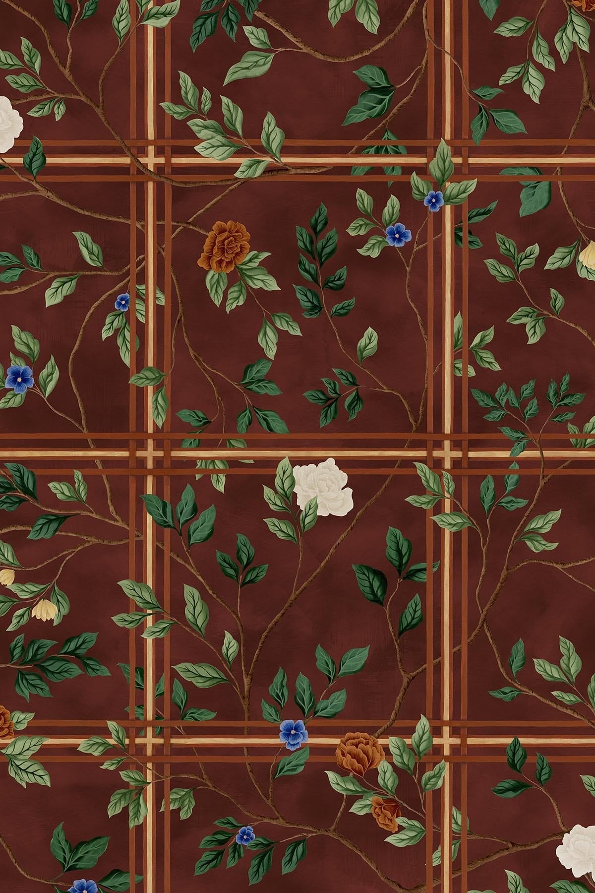  Chinoiserie Check Marsala Red