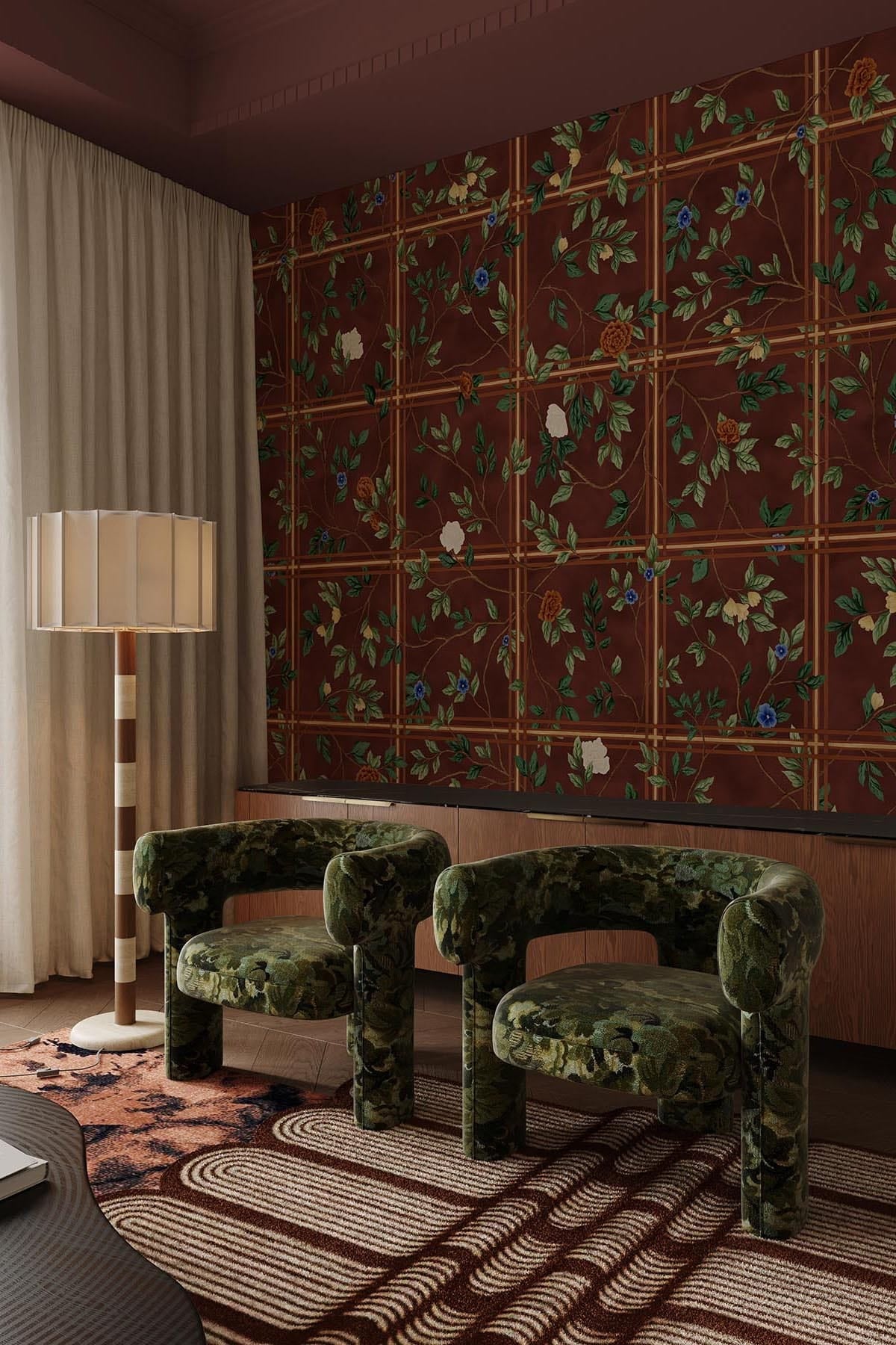  Chinoiserie Check Marsala Red