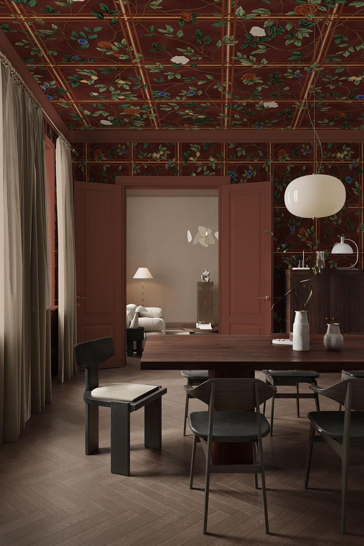  Chinoiserie Check Marsala Red