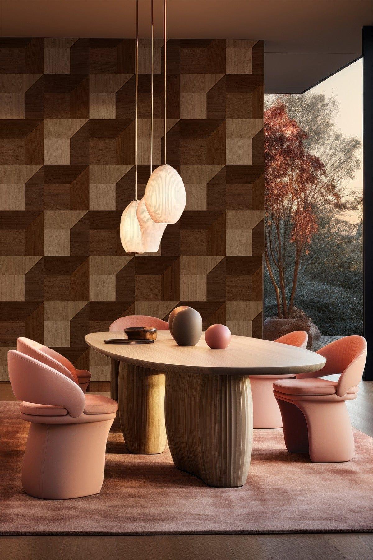  Geometric Wood Mixed Oak