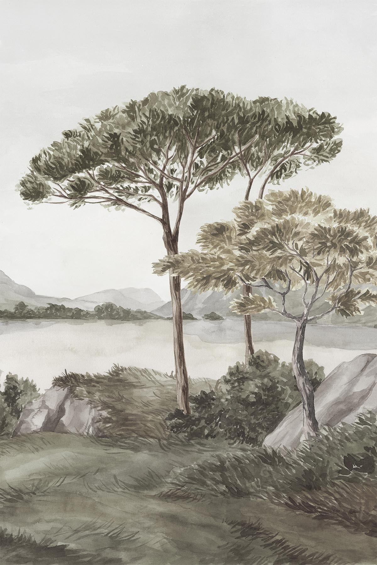  French Landscape Olive Green