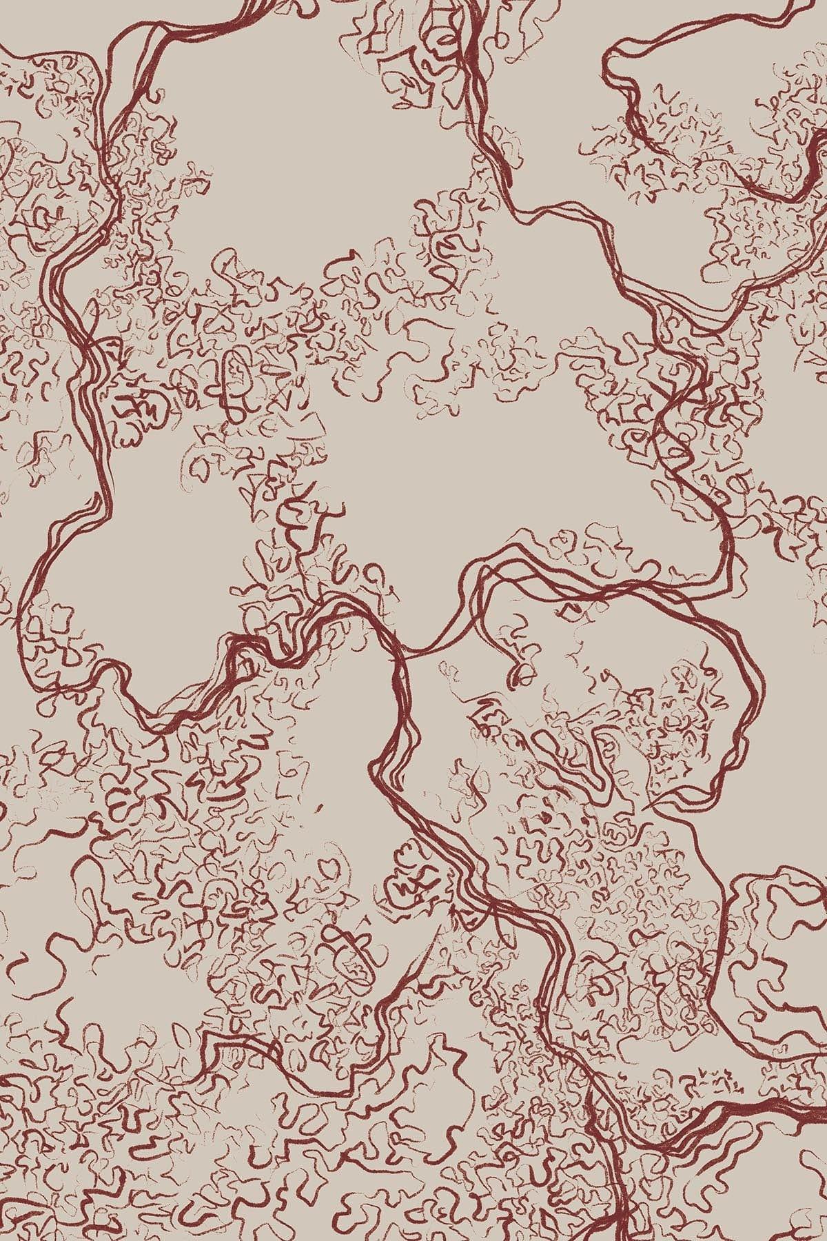  Abstract Sketch Rust Red