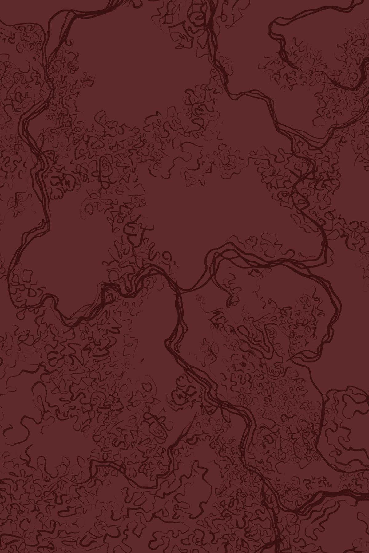  Abstract Sketch Burgundy