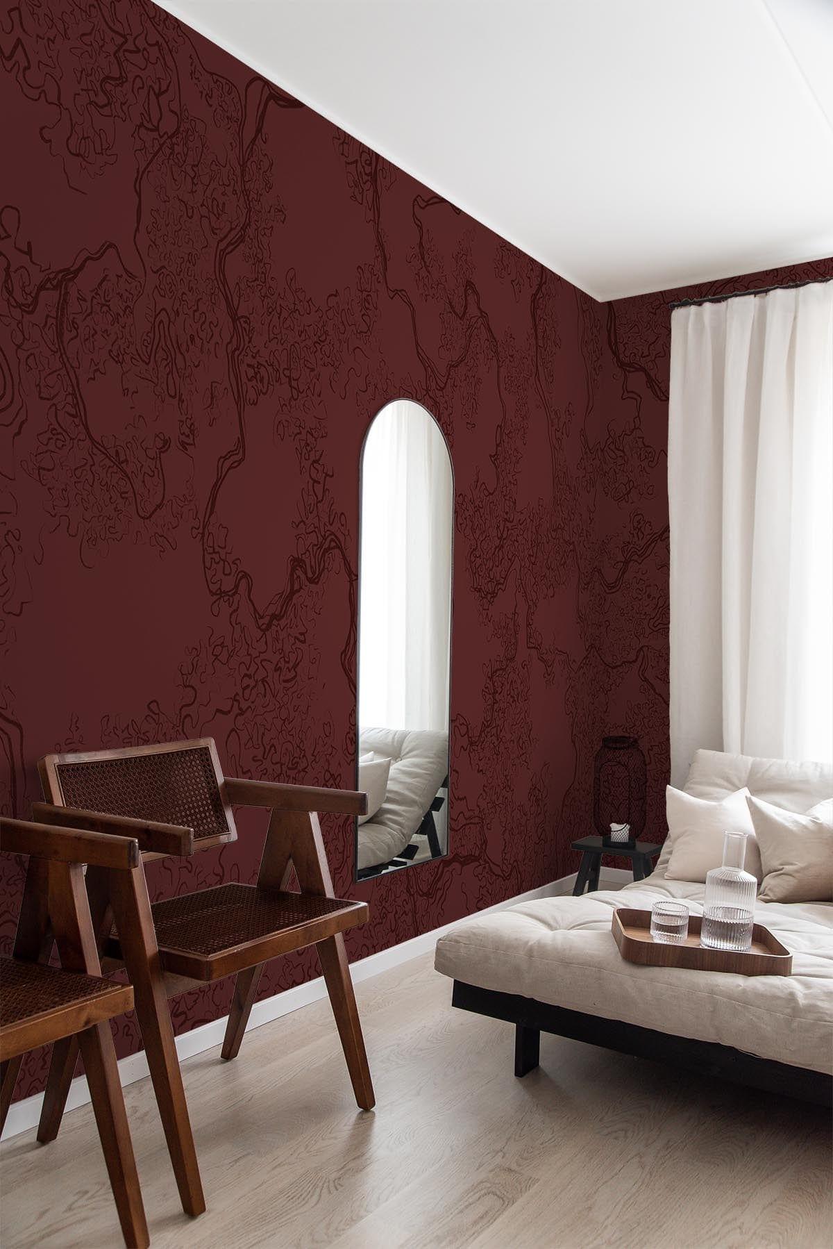  Abstract Sketch Burgundy