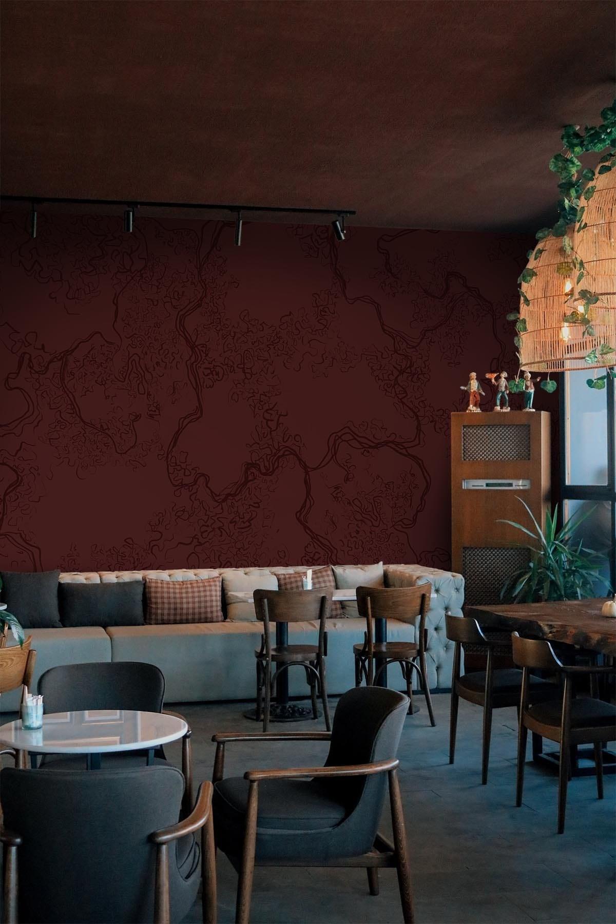  Abstract Sketch Burgundy