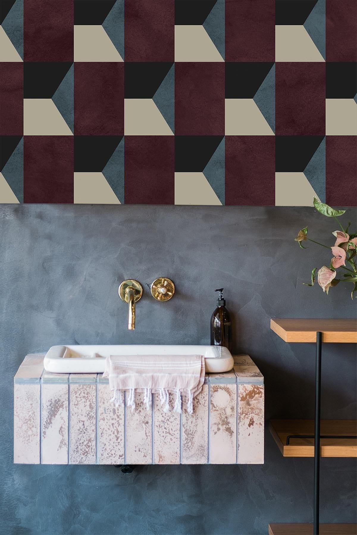  Geometric Shades Burgundy