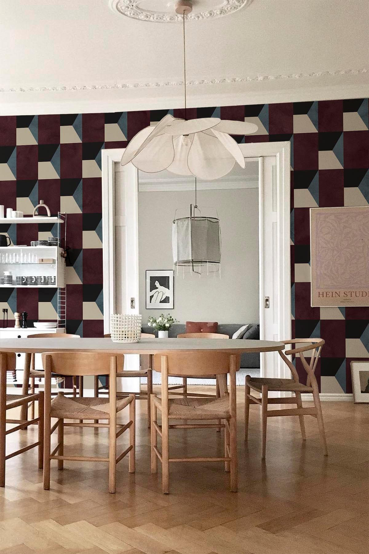  Geometric Shades Burgundy