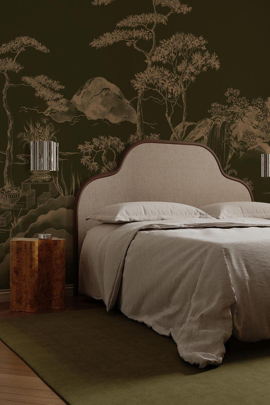  Asian Scenery Olive Green