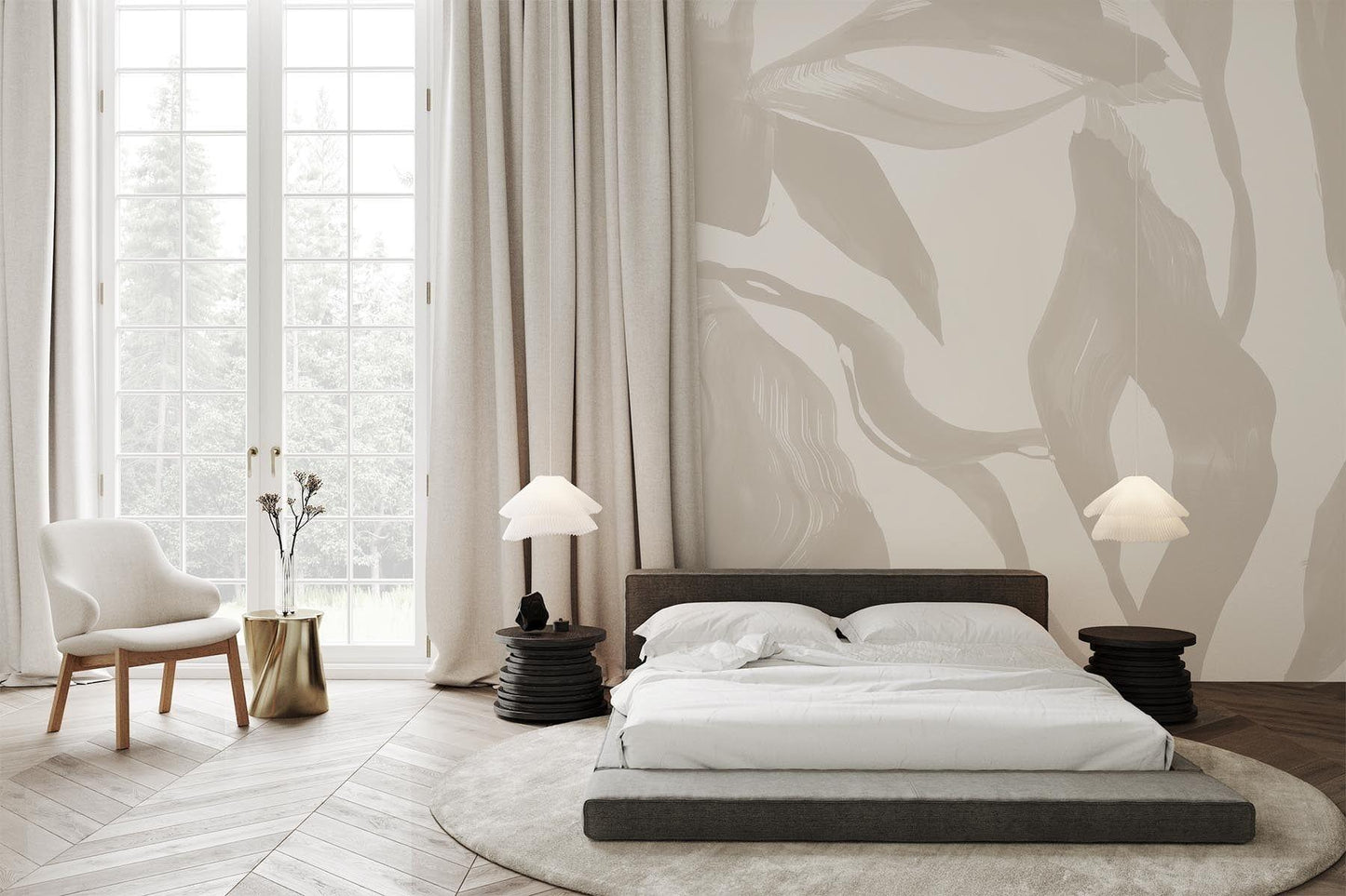  Abstract Leaf Pale Beige