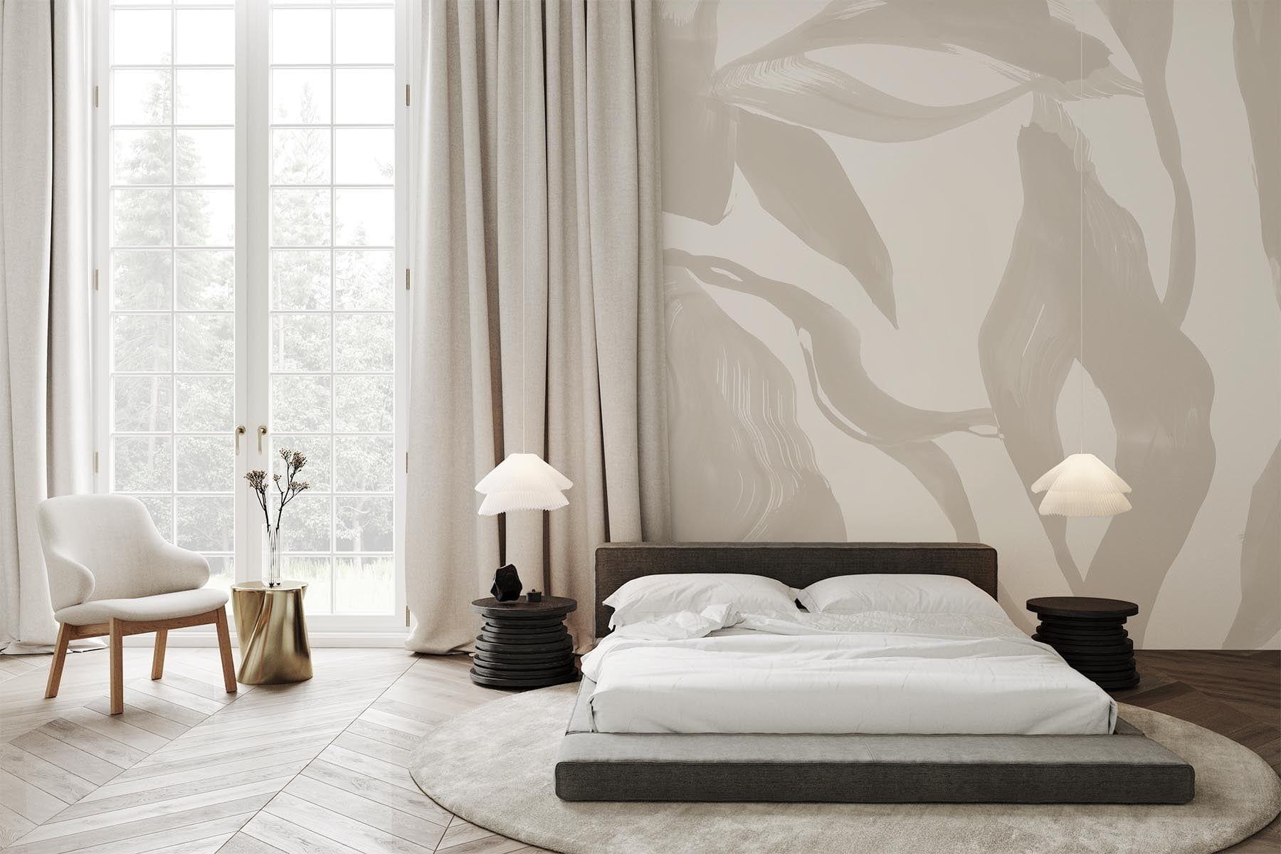  Abstract Leaf Pale Beige