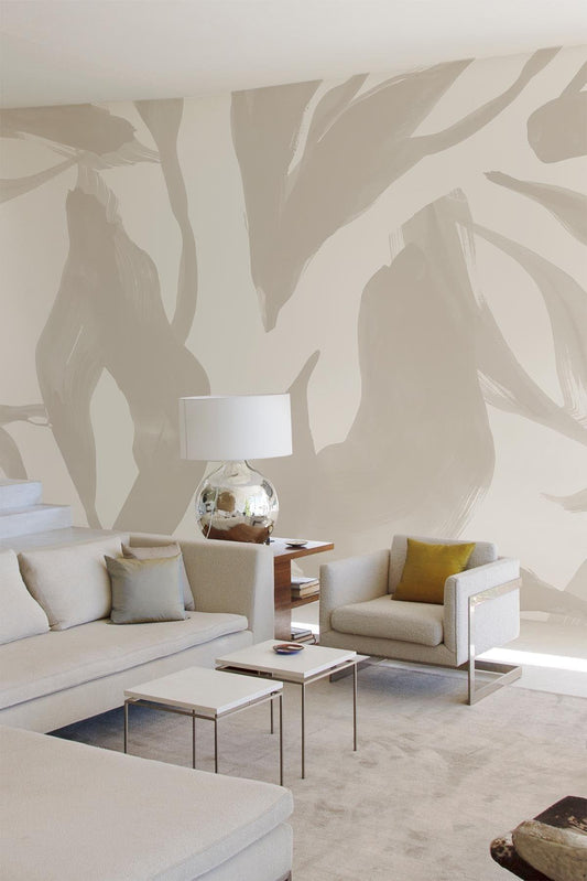  Abstract Leaf Pale Beige