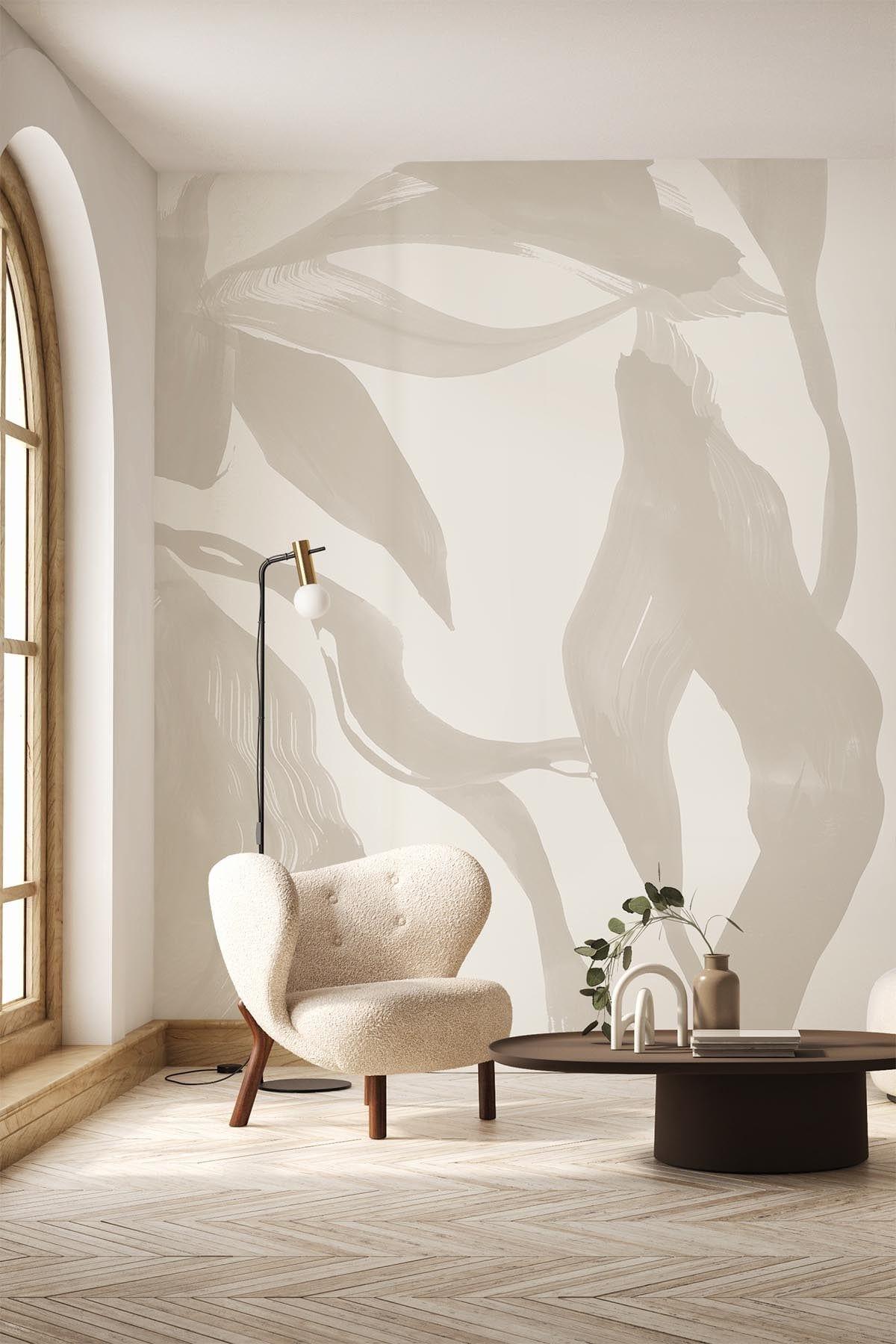  Abstract Leaf Pale Beige