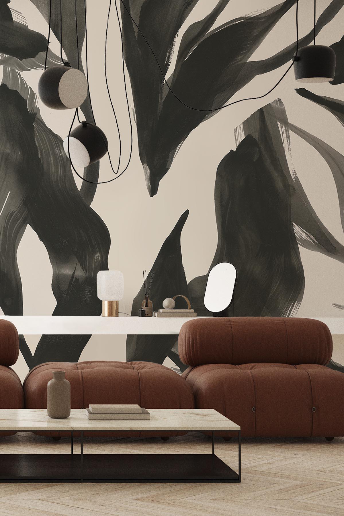  Abstract Leaf Black