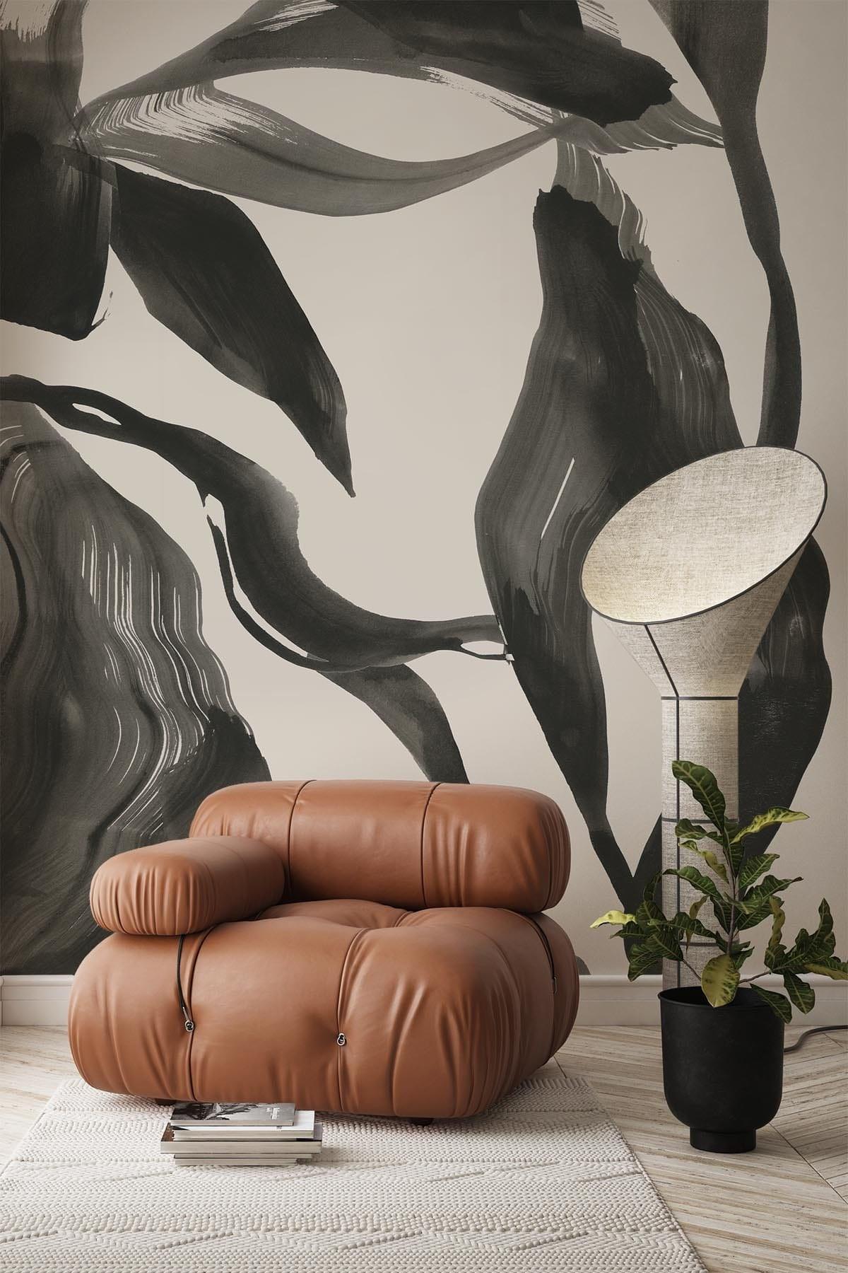  Abstract Leaf Black
