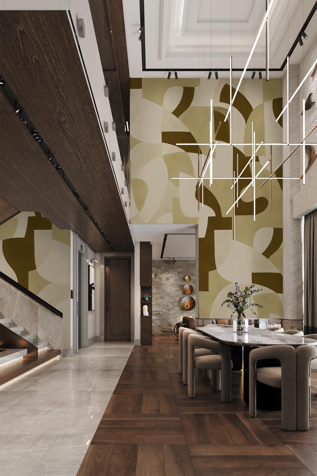  Geometric Art Olive Green