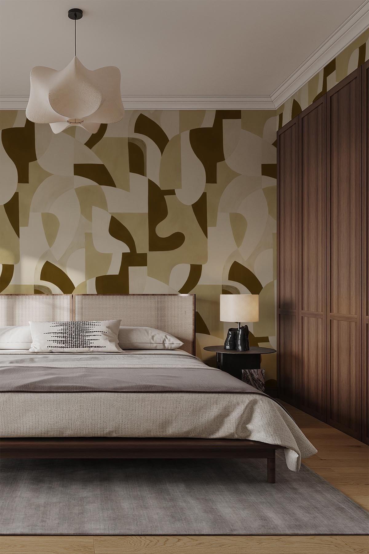  Geometric Art Olive Green