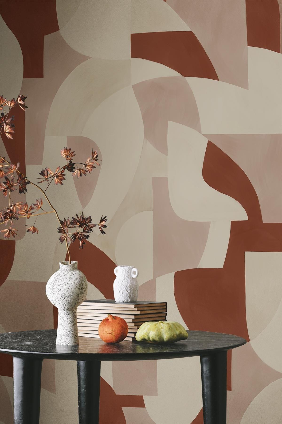  Geometric Art Rust Red