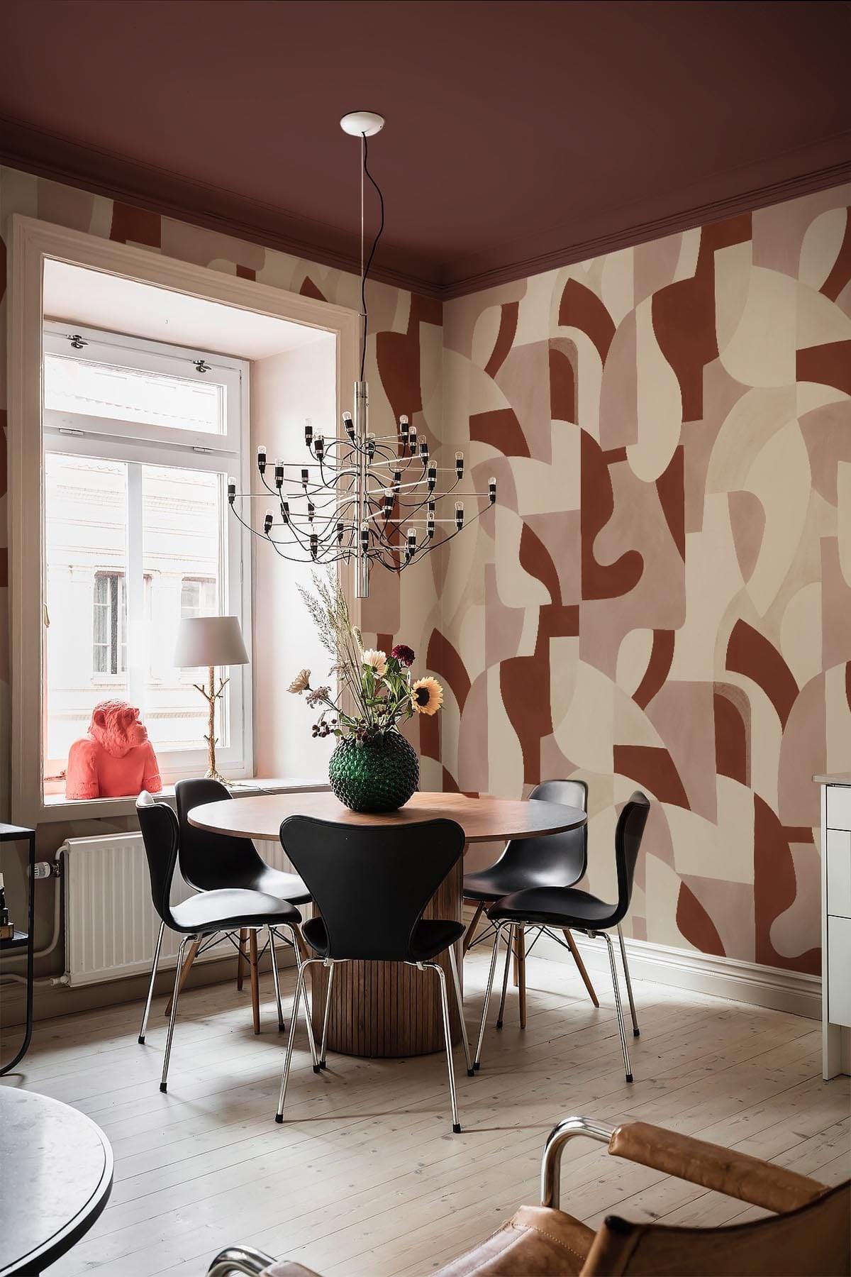  Geometric Art Rust Red