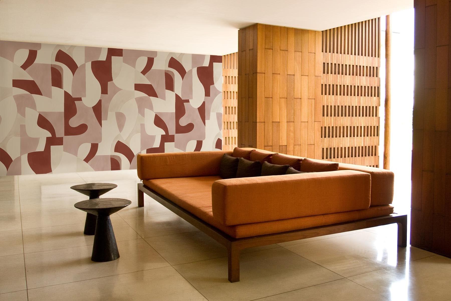  Geometric Art Rust Red