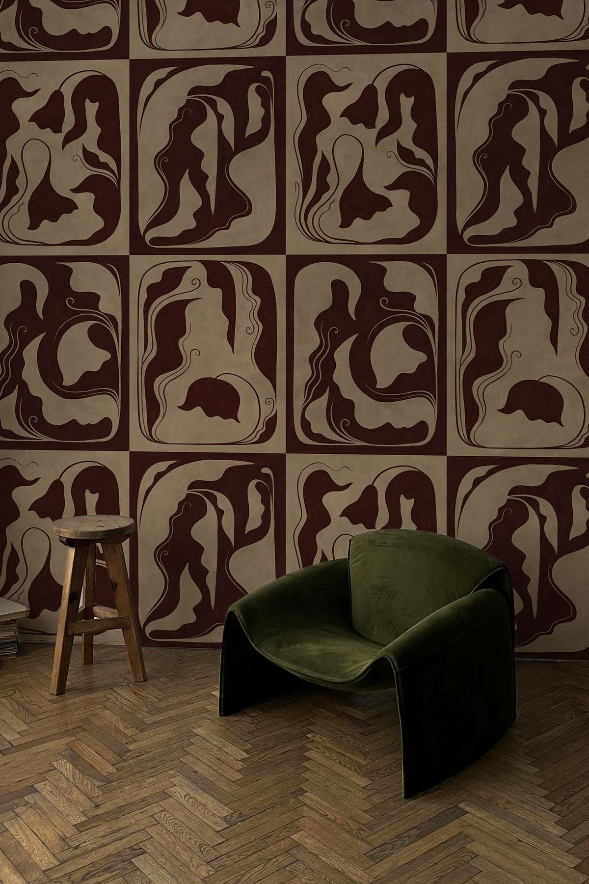  Flower Silhouette Burgundy