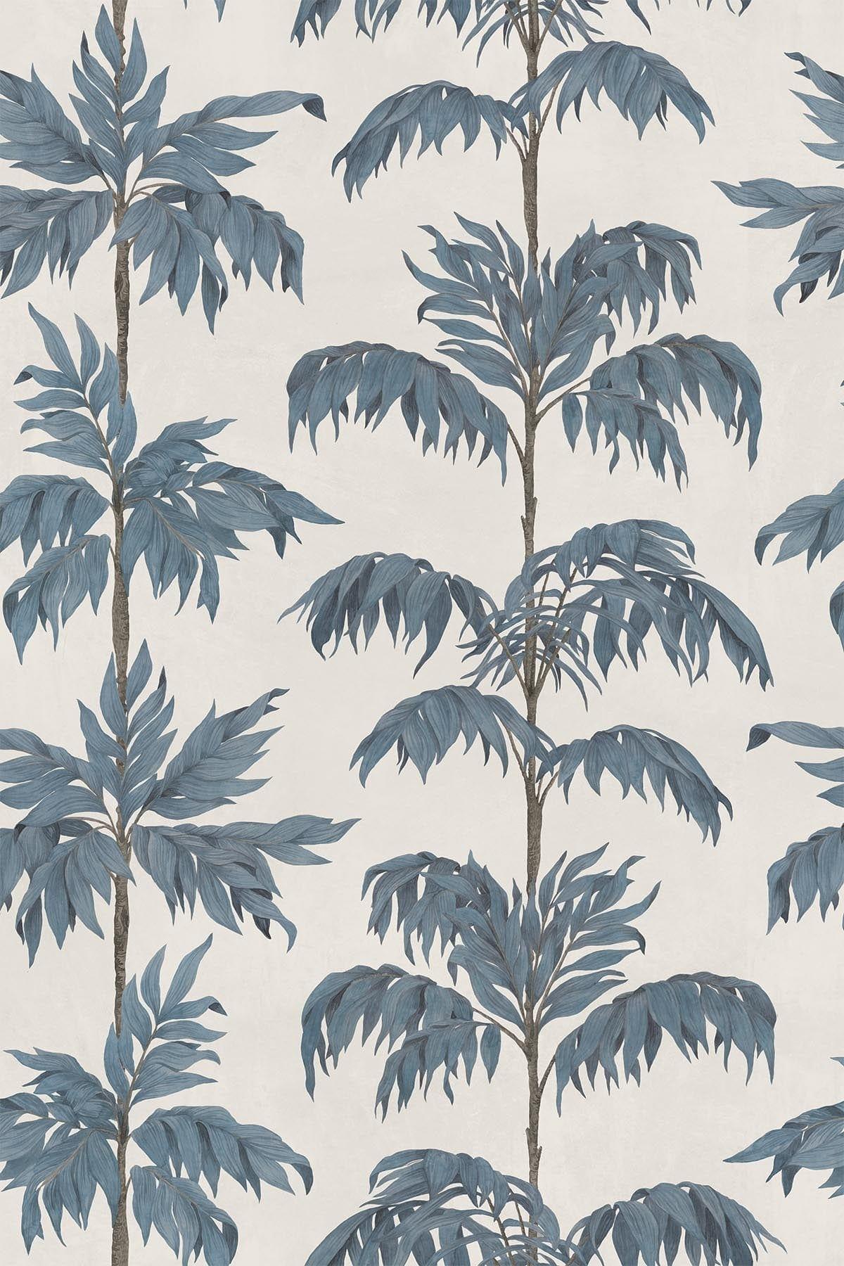  Vintage Palm Tree Small Blue