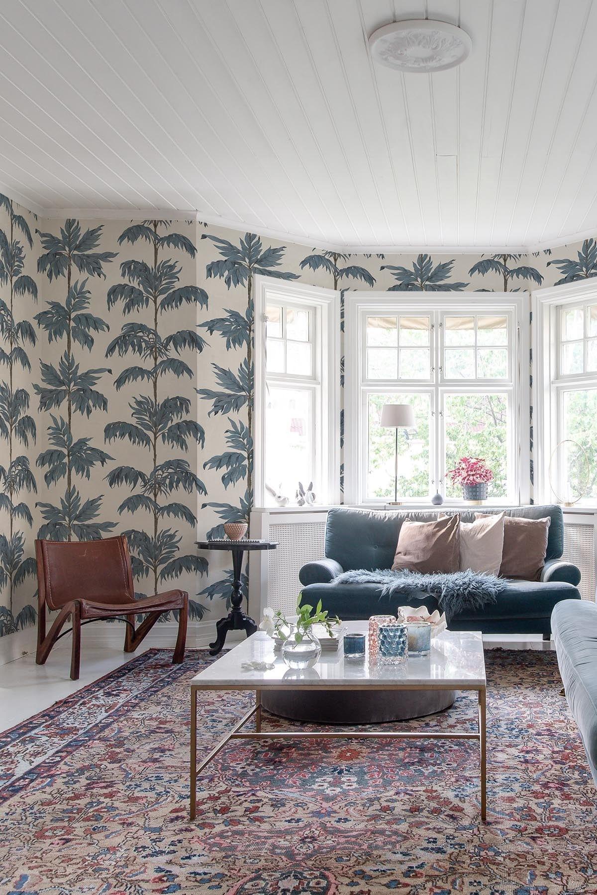  Vintage Palm Tree Small Blue