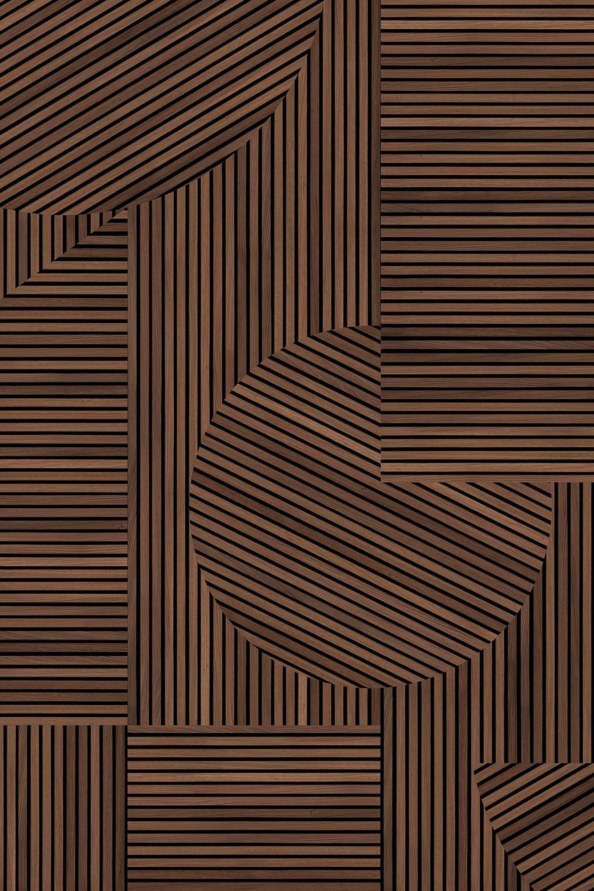  Graphic Rib Wood Wallpaper Brown Oak