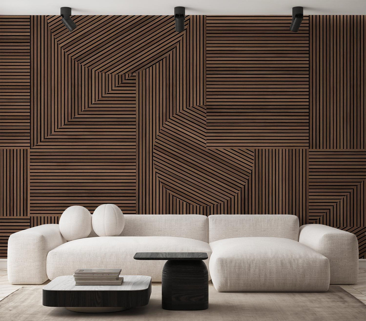  Graphic Rib Wood Wallpaper Brown Oak