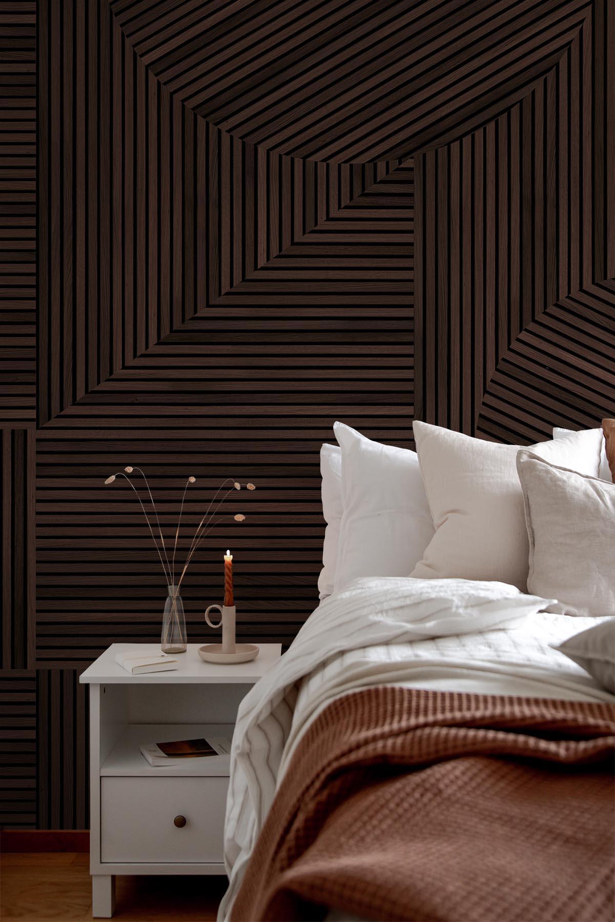  Graphic Rib Wood Wallpaper Dark Oak