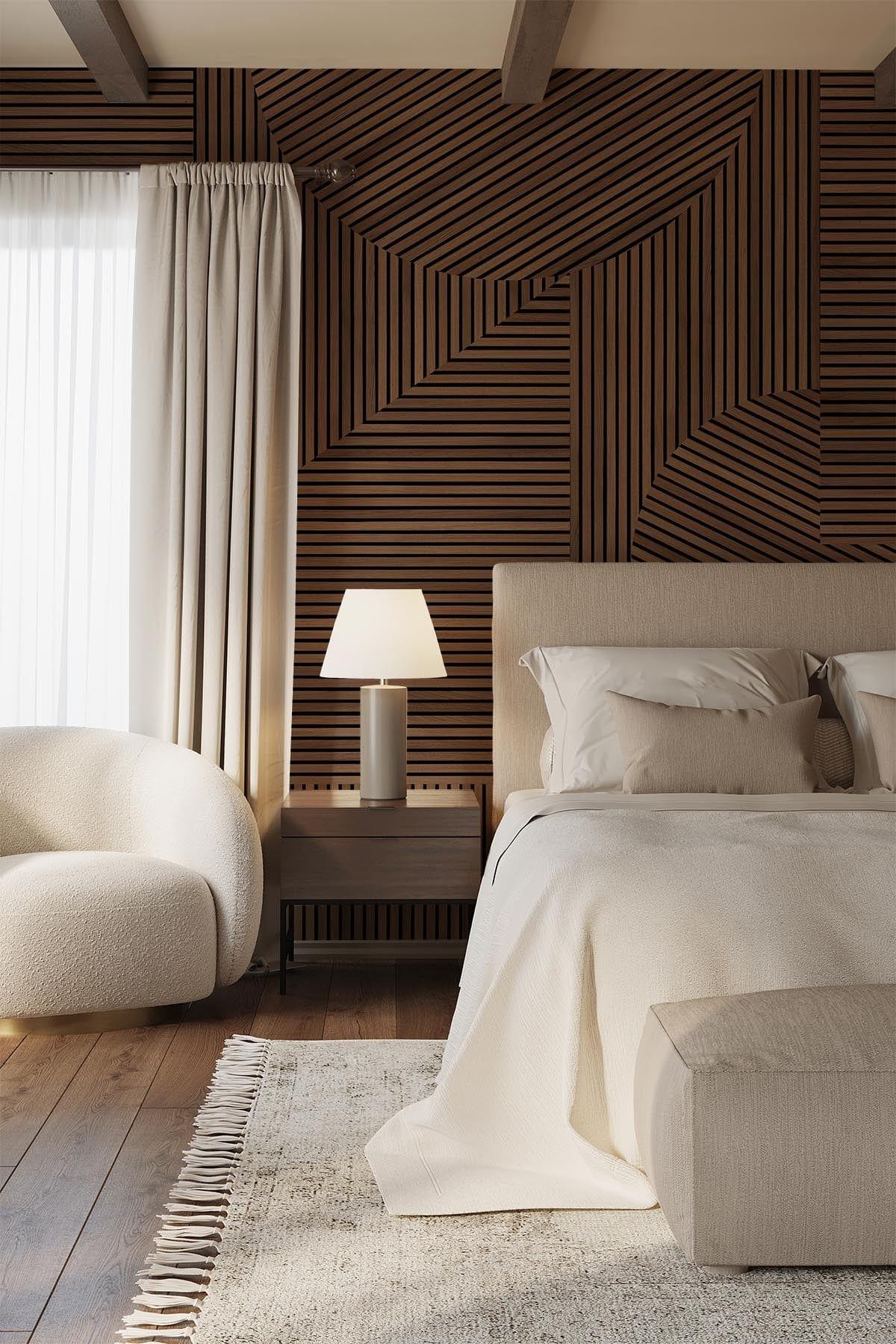  Graphic Rib Wood Wallpaper Brown Oak